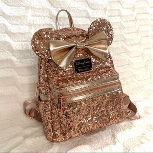 DISNEY PARKS LOUNGEFLY ROSE GOLD BACKPACK